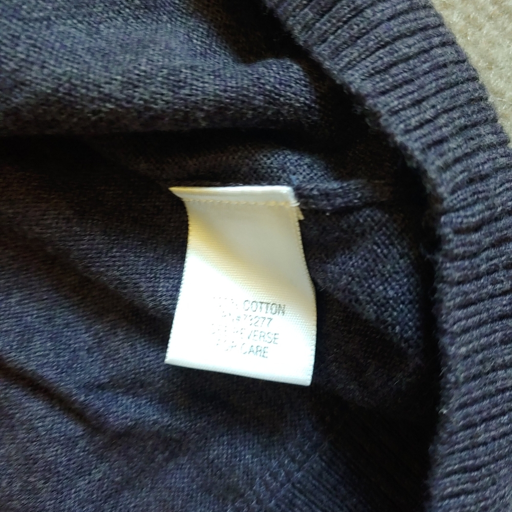 Sonoma V Neck Sweater Men's Size Large Purple Long Sleeve 100% Cotton - Picture 3 of 6